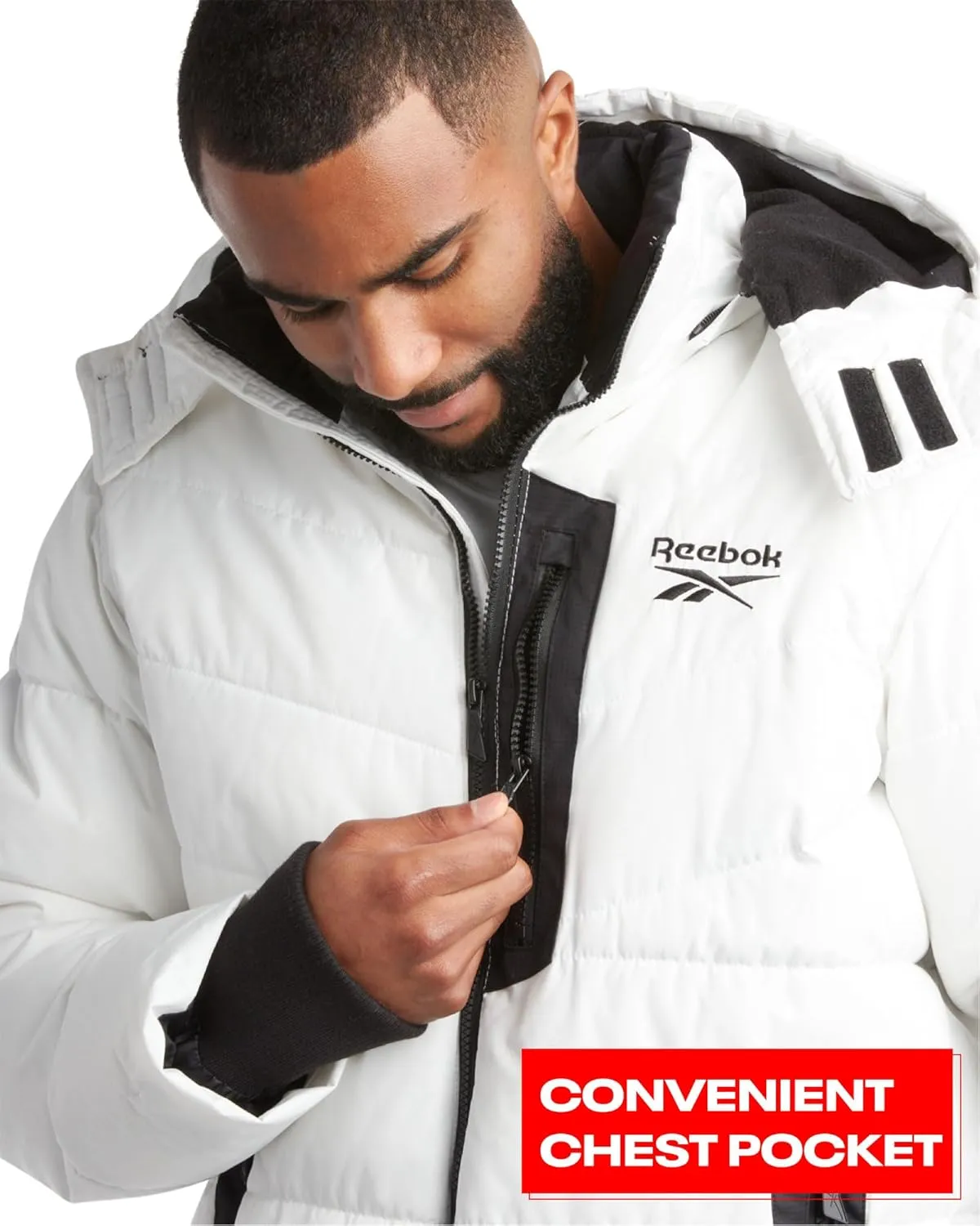 Reebok Men's Winter Jacket - Heavyweight Quilted Puffer Parka Coat - Weather Resistant Jacket for Men (L-XXL)