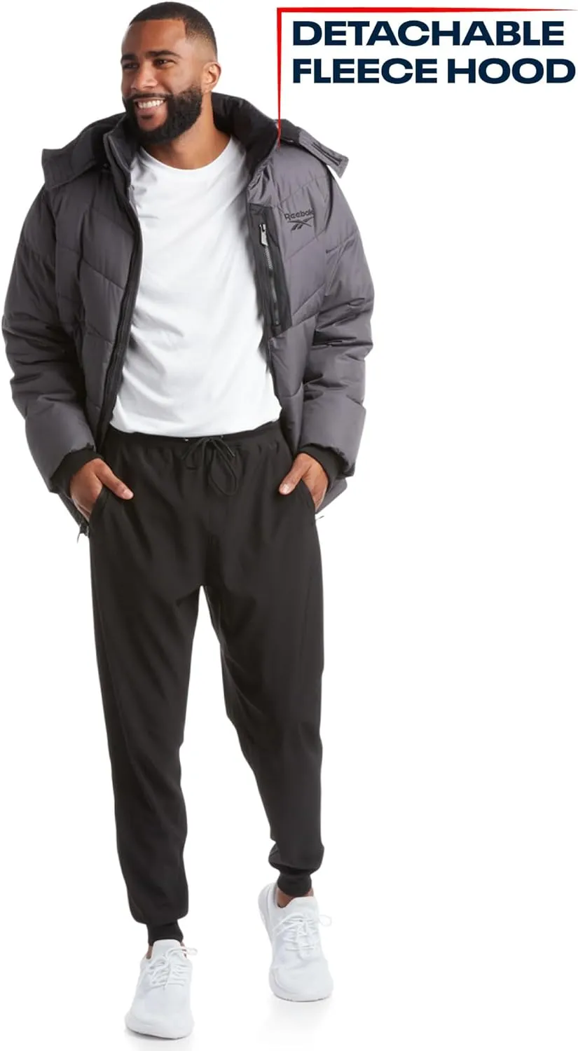Reebok Men's Winter Jacket - Heavyweight Quilted Puffer Parka Coat - Weather Resistant Jacket for Men (L-XXL)