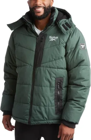 Reebok Men's Winter Jacket - Heavyweight Quilted Puffer Parka Coat - Weather Resistant Jacket for Men (L-XXL)