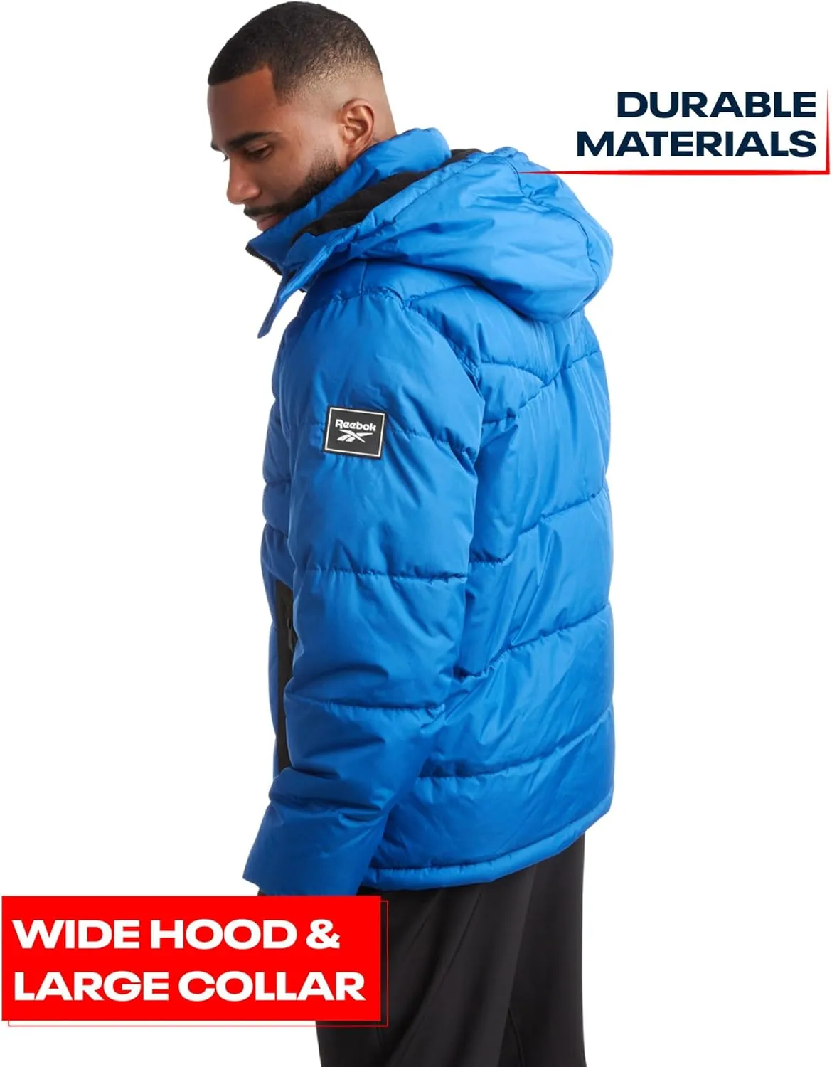 Reebok Men's Winter Jacket - Heavyweight Quilted Puffer Parka Coat - Weather Resistant Jacket for Men (L-XXL)