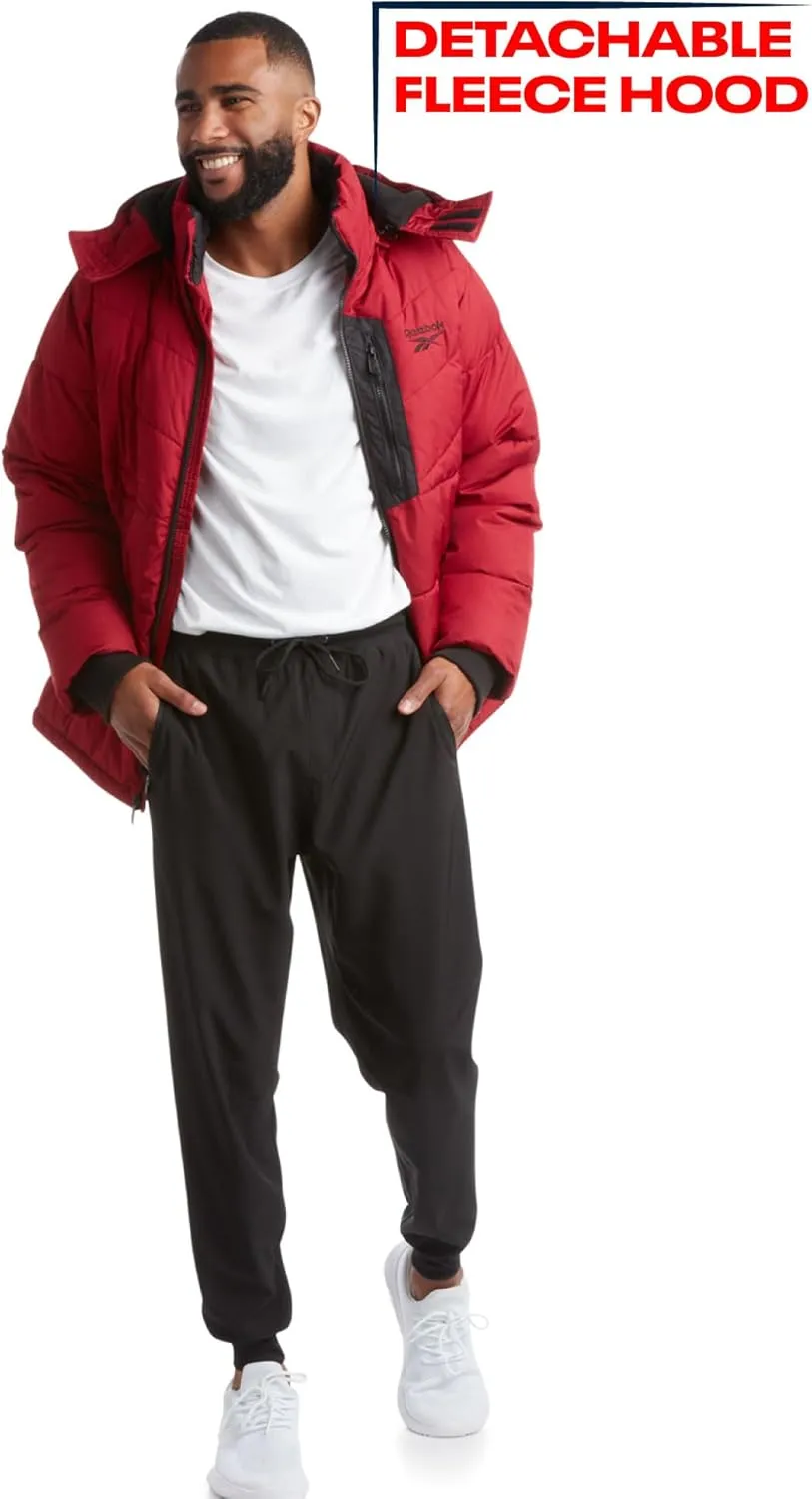Reebok Men's Winter Jacket - Heavyweight Quilted Puffer Parka Coat - Weather Resistant Jacket for Men (L-XXL)