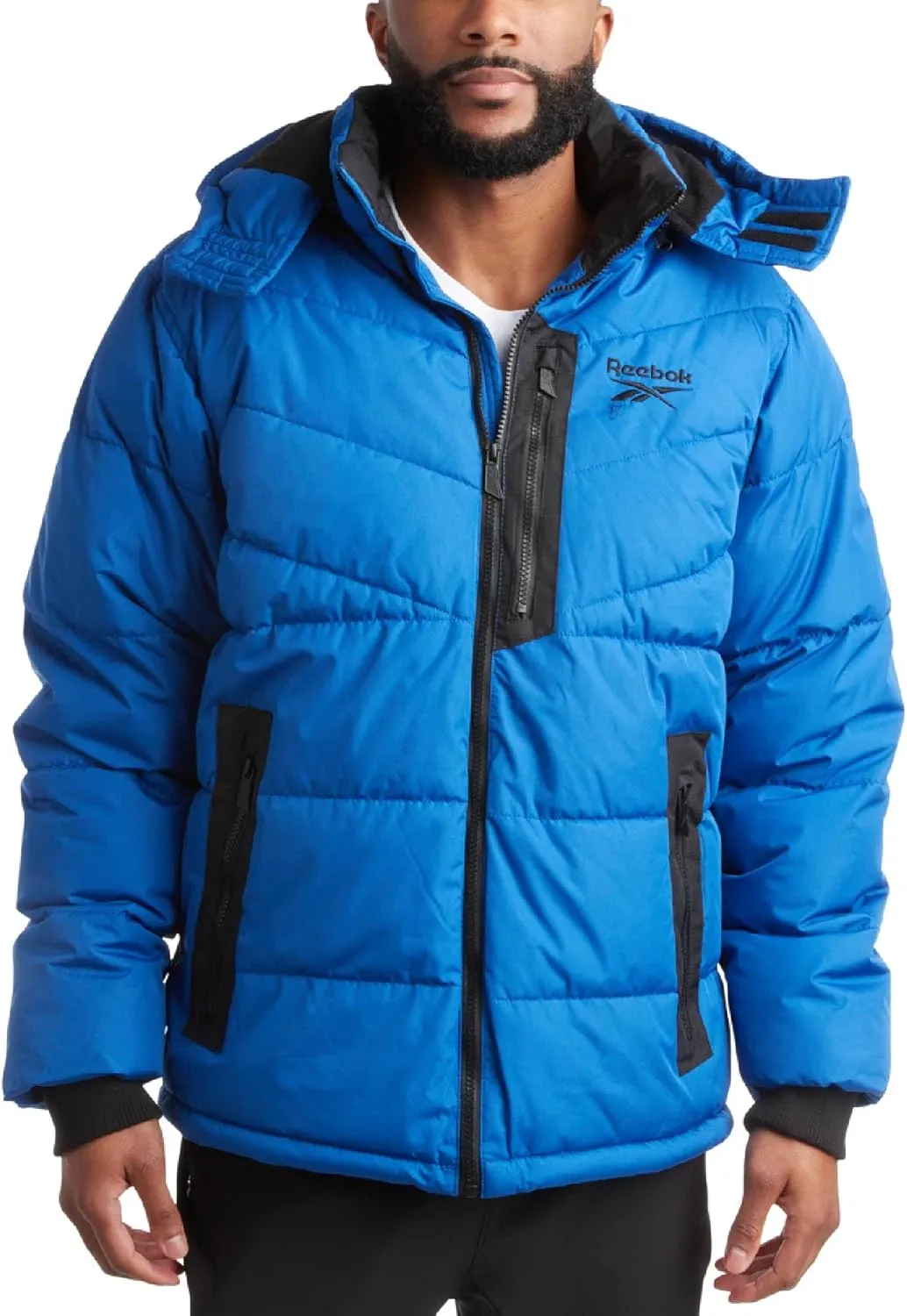 Reebok Men's Winter Jacket - Heavyweight Quilted Puffer Parka Coat - Weather Resistant Jacket for Men (L-XXL)