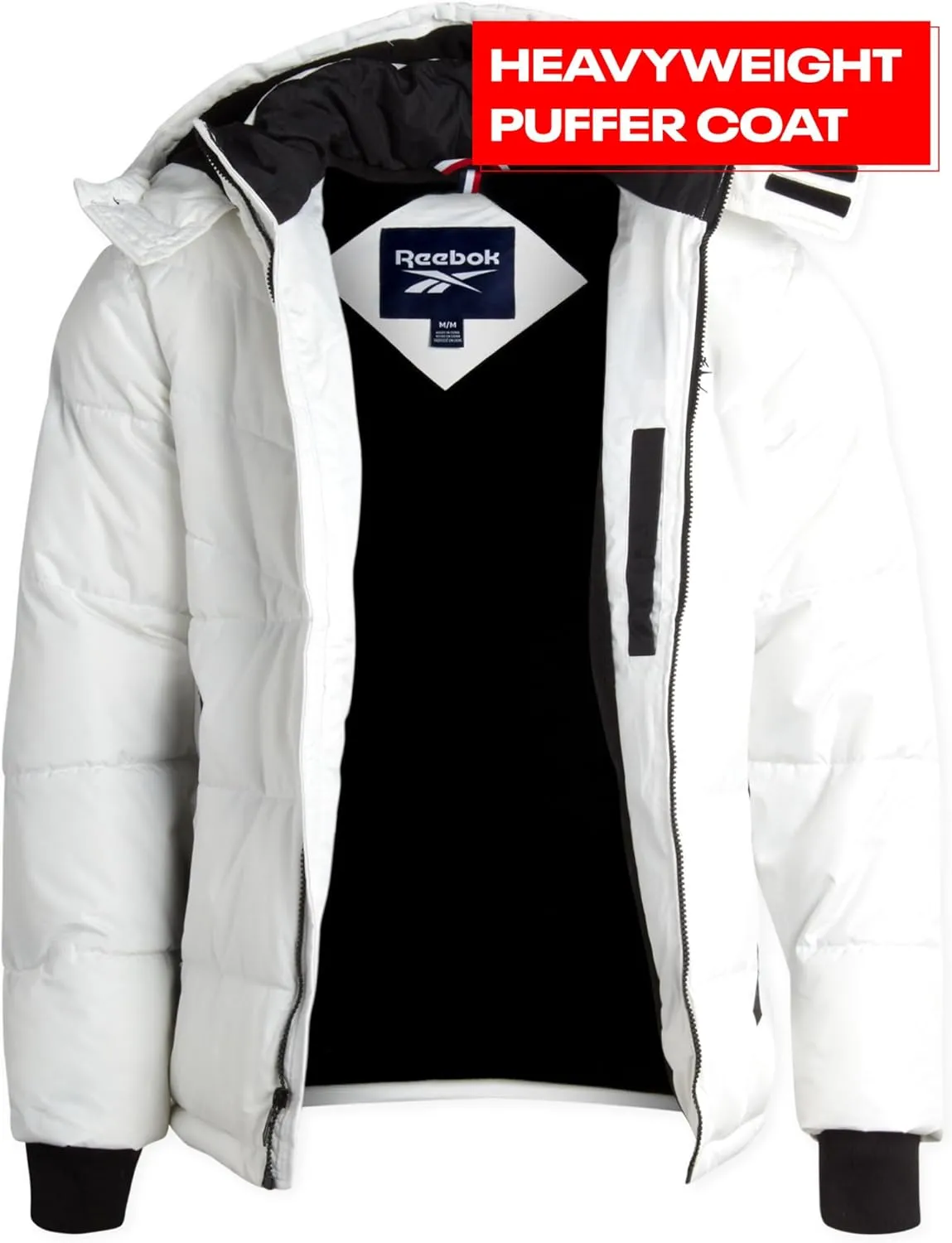 Reebok Men's Winter Jacket - Heavyweight Quilted Puffer Parka Coat - Weather Resistant Jacket for Men (L-XXL)