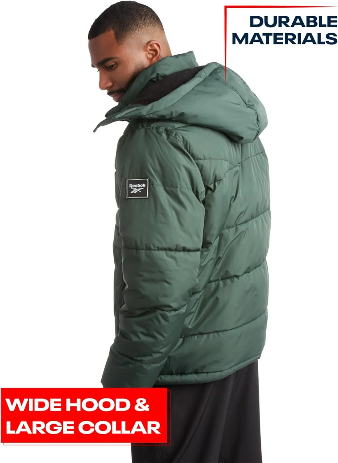 Reebok Men's Winter Jacket - Heavyweight Quilted Puffer Parka Coat - Weather Resistant Jacket for Men (L-XXL)