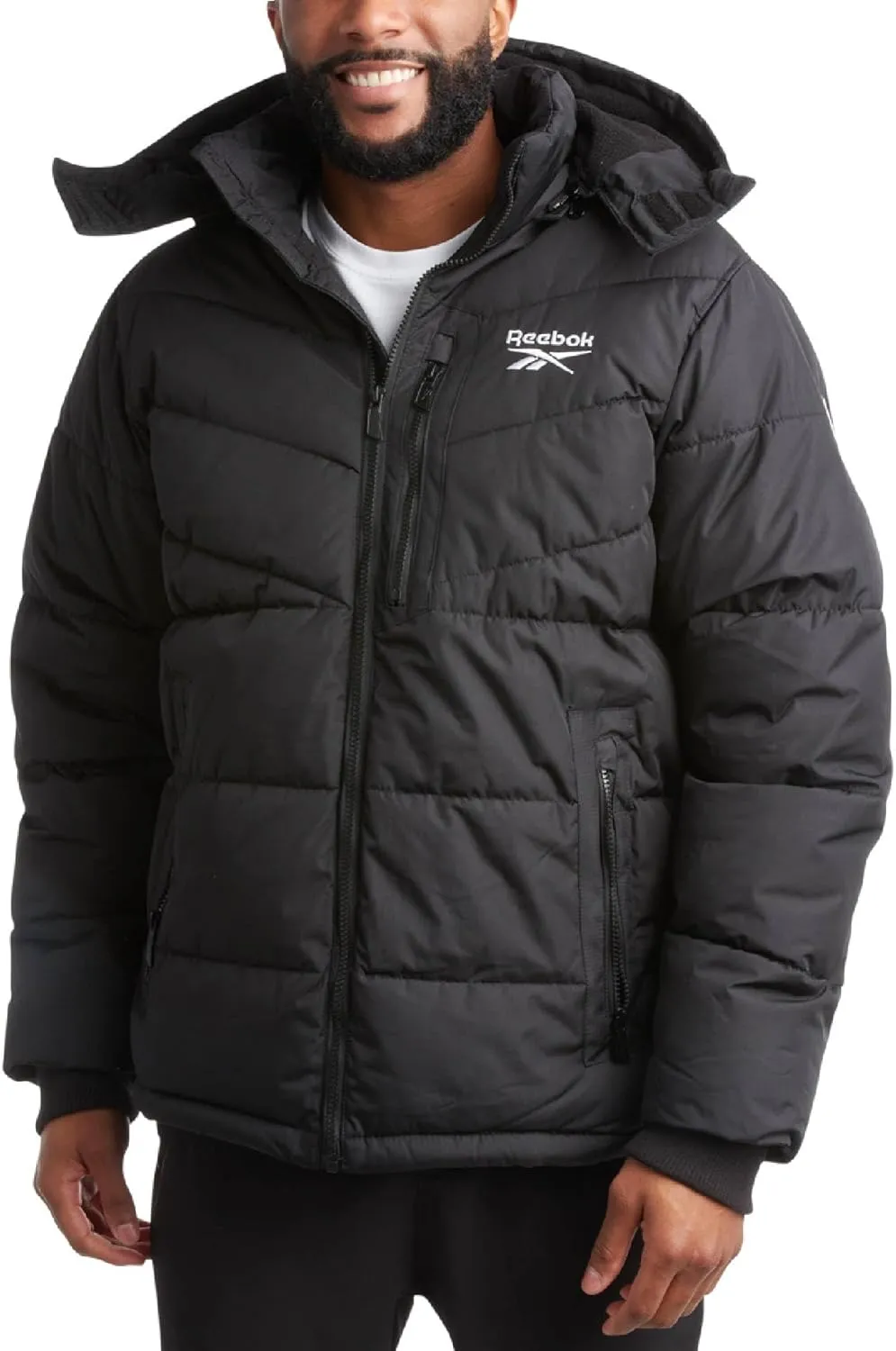 Reebok Men's Winter Jacket - Heavyweight Quilted Puffer Parka Coat - Weather Resistant Jacket for Men (L-XXL)