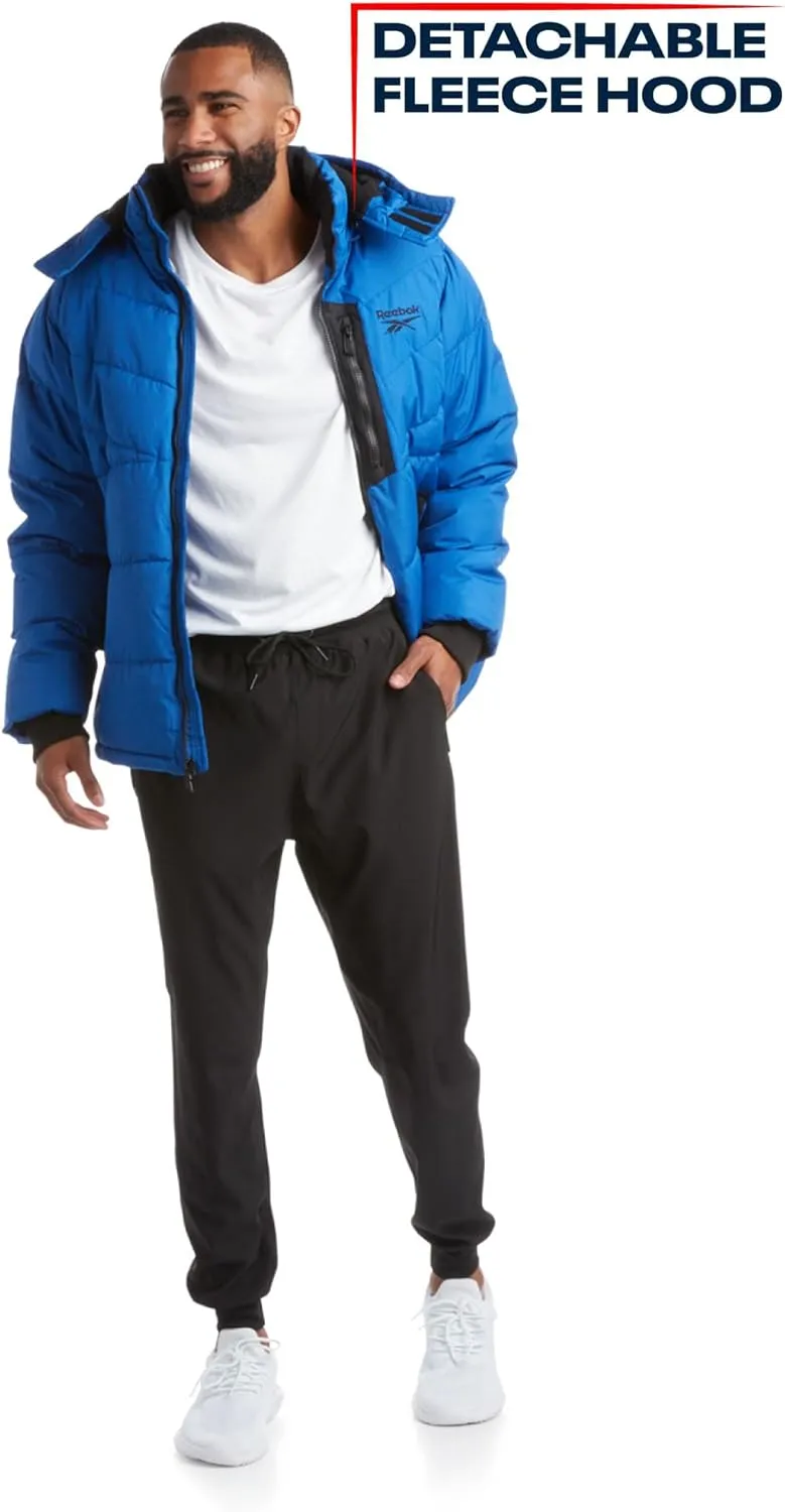 Reebok Men's Winter Jacket - Heavyweight Quilted Puffer Parka Coat - Weather Resistant Jacket for Men (L-XXL)