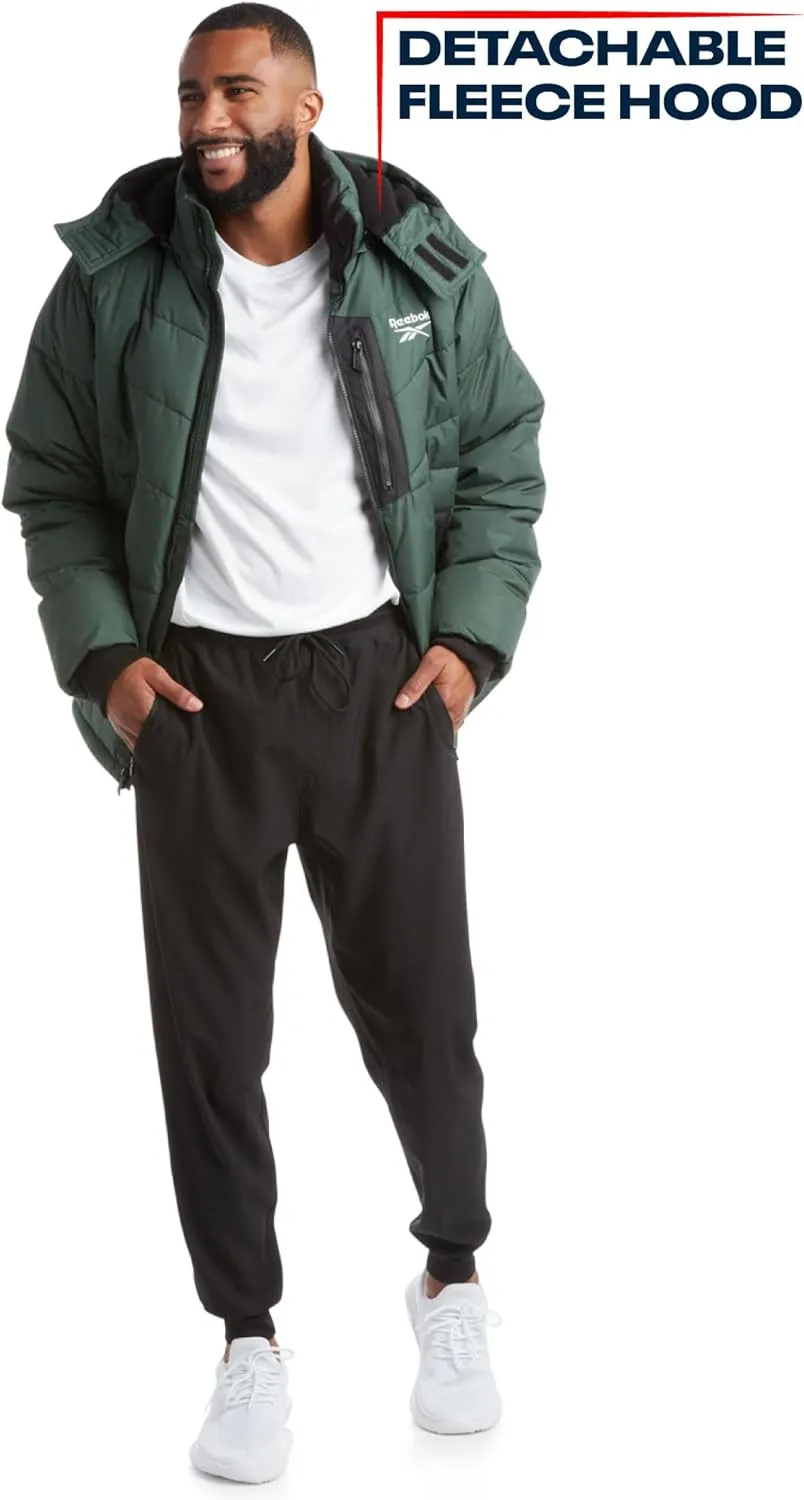 Reebok Men's Winter Jacket - Heavyweight Quilted Puffer Parka Coat - Weather Resistant Jacket for Men (L-XXL)