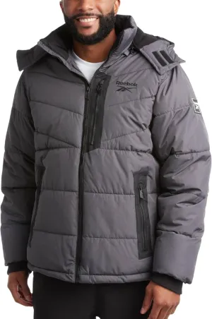 Reebok Men's Winter Jacket - Heavyweight Quilted Puffer Parka Coat - Weather Resistant Jacket for Men (L-XXL)