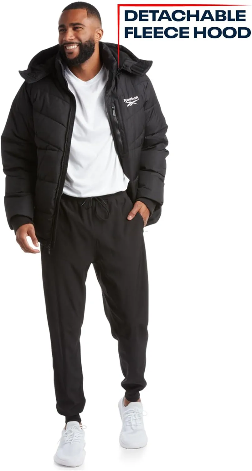 Reebok Men's Winter Jacket - Heavyweight Quilted Puffer Parka Coat - Weather Resistant Jacket for Men (L-XXL)