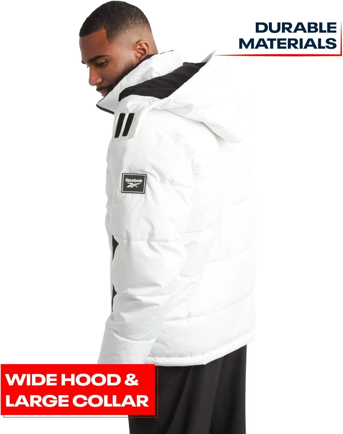 Reebok Men's Winter Jacket - Heavyweight Quilted Puffer Parka Coat - Weather Resistant Jacket for Men (L-XXL)