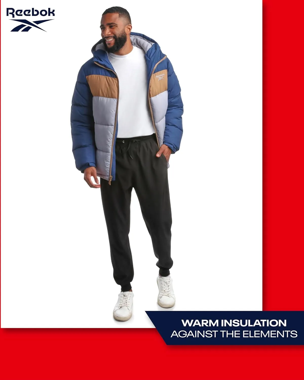 Reebok Men's Winter Jacket - Heavyweight Quilted Puffer Parka Coat - Weather Resistant Ski Jacket for Men (M-XXL)