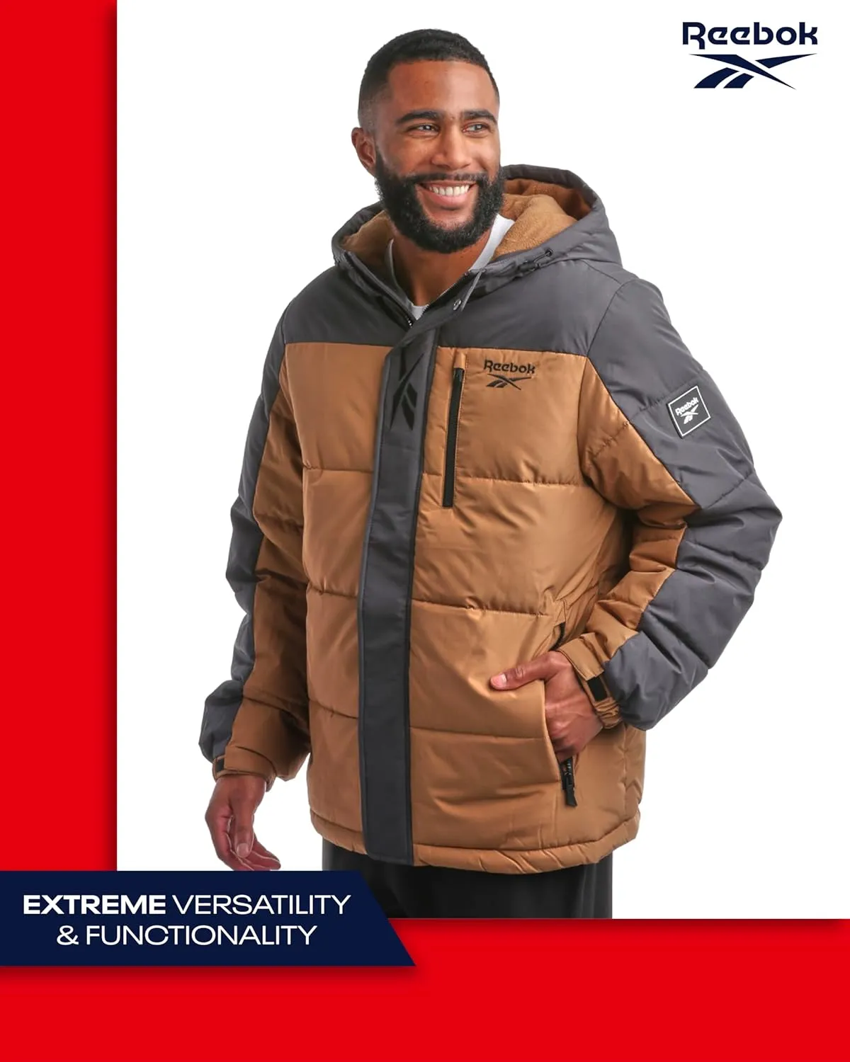 Reebok Men's Winter Jacket - Heavyweight Quilted Puffer Parka Coat - Weather Resistant Ski Jacket for Men (M-XXL)