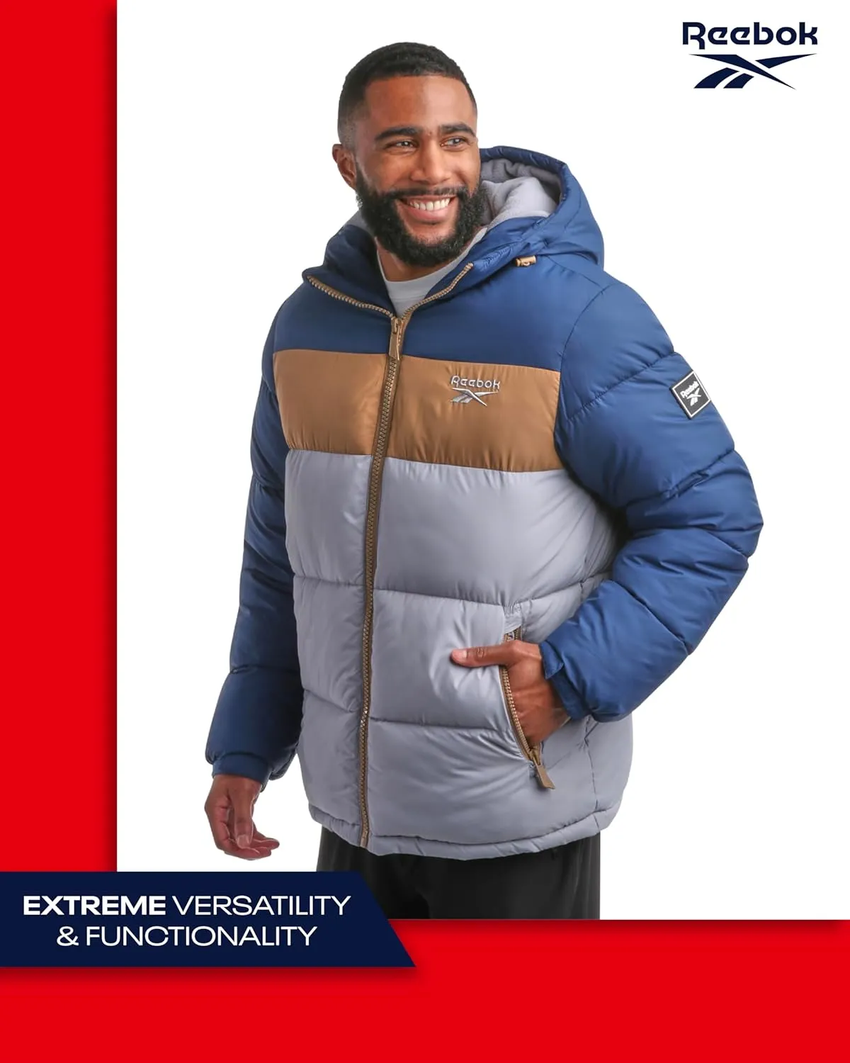 Reebok Men's Winter Jacket - Heavyweight Quilted Puffer Parka Coat - Weather Resistant Ski Jacket for Men (M-XXL)
