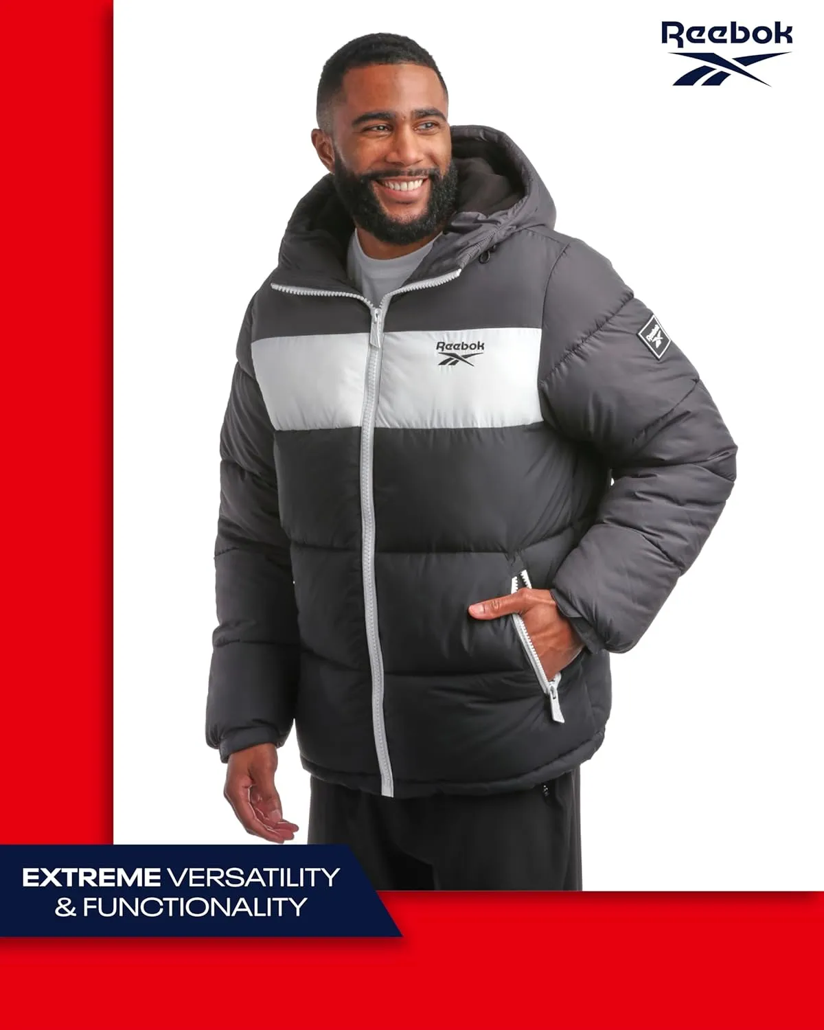 Reebok Men's Winter Jacket - Heavyweight Quilted Puffer Parka Coat - Weather Resistant Ski Jacket for Men (M-XXL)