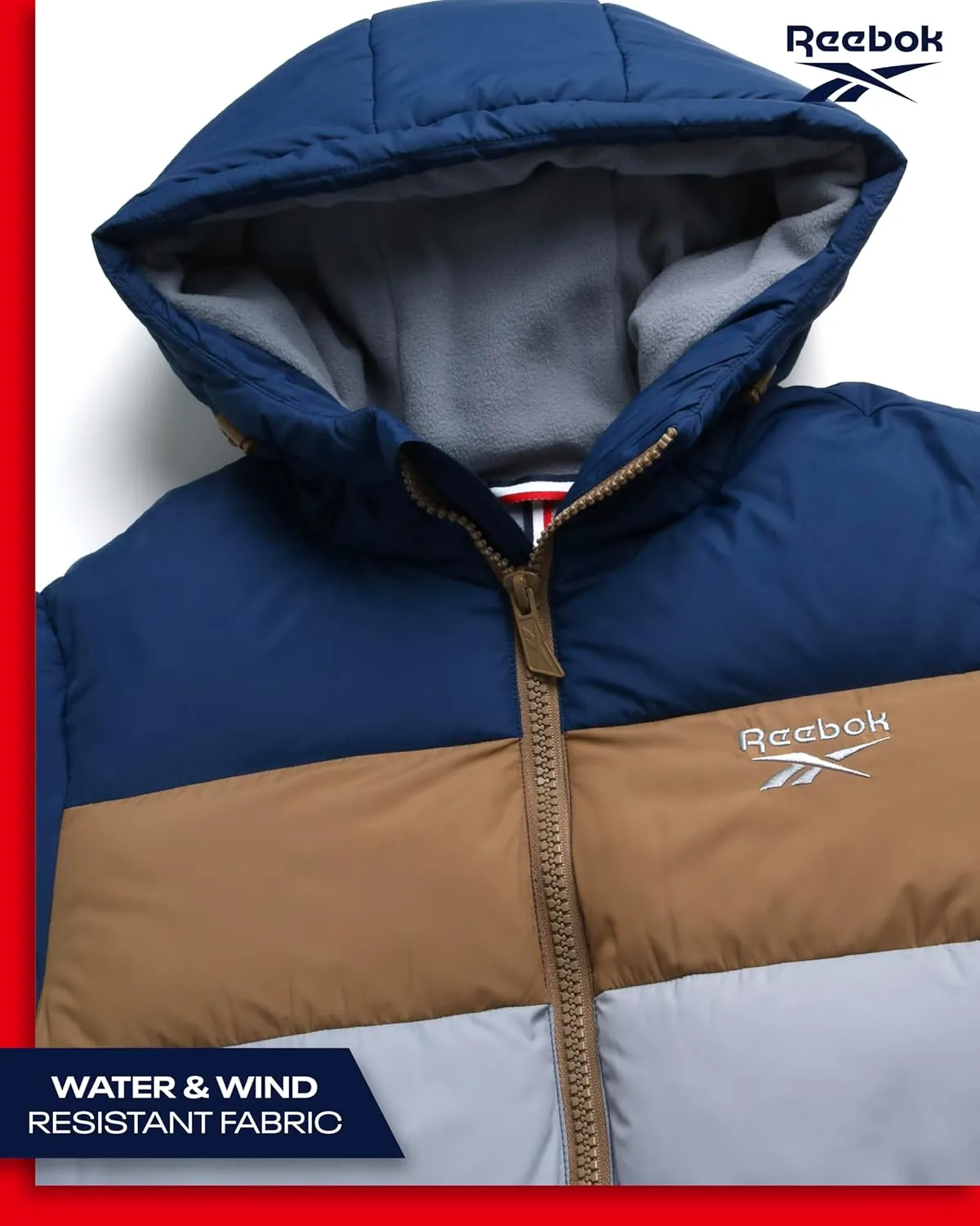 Reebok Men's Winter Jacket - Heavyweight Quilted Puffer Parka Coat - Weather Resistant Ski Jacket for Men (M-XXL)