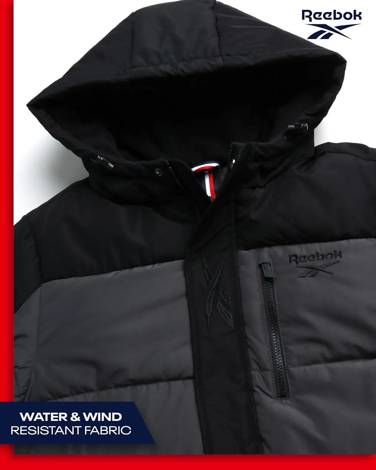 Reebok Men's Winter Jacket - Heavyweight Quilted Puffer Parka Coat - Weather Resistant Ski Jacket for Men (M-XXL)