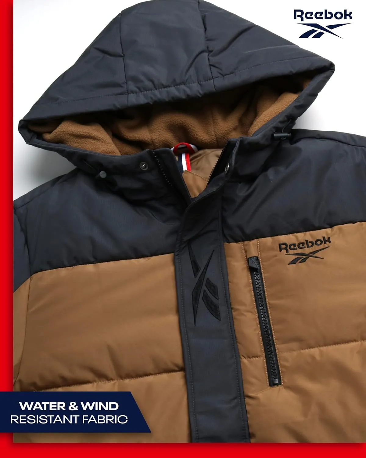 Reebok Men's Winter Jacket - Heavyweight Quilted Puffer Parka Coat - Weather Resistant Ski Jacket for Men (M-XXL)