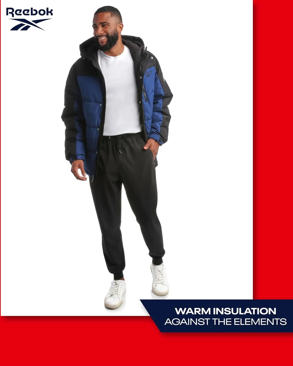 Reebok Men's Winter Jacket - Heavyweight Quilted Puffer Parka Coat - Weather Resistant Ski Jacket for Men (M-XXL)