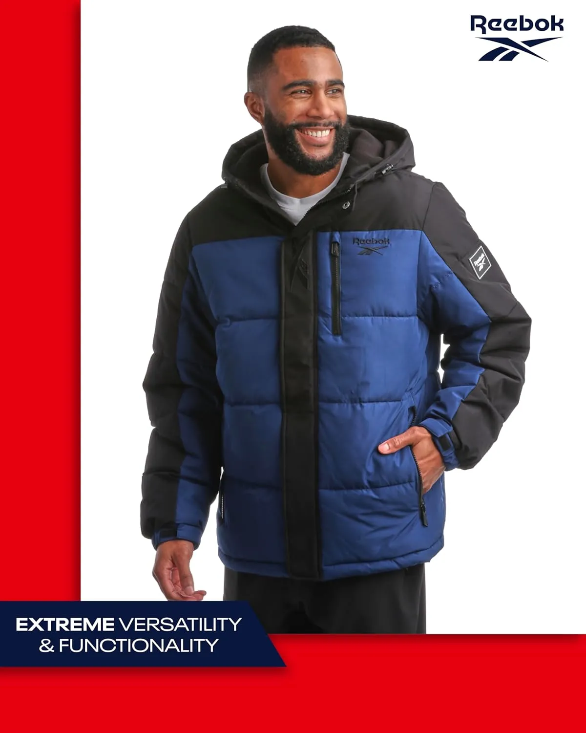 Reebok Men's Winter Jacket - Heavyweight Quilted Puffer Parka Coat - Weather Resistant Ski Jacket for Men (M-XXL)