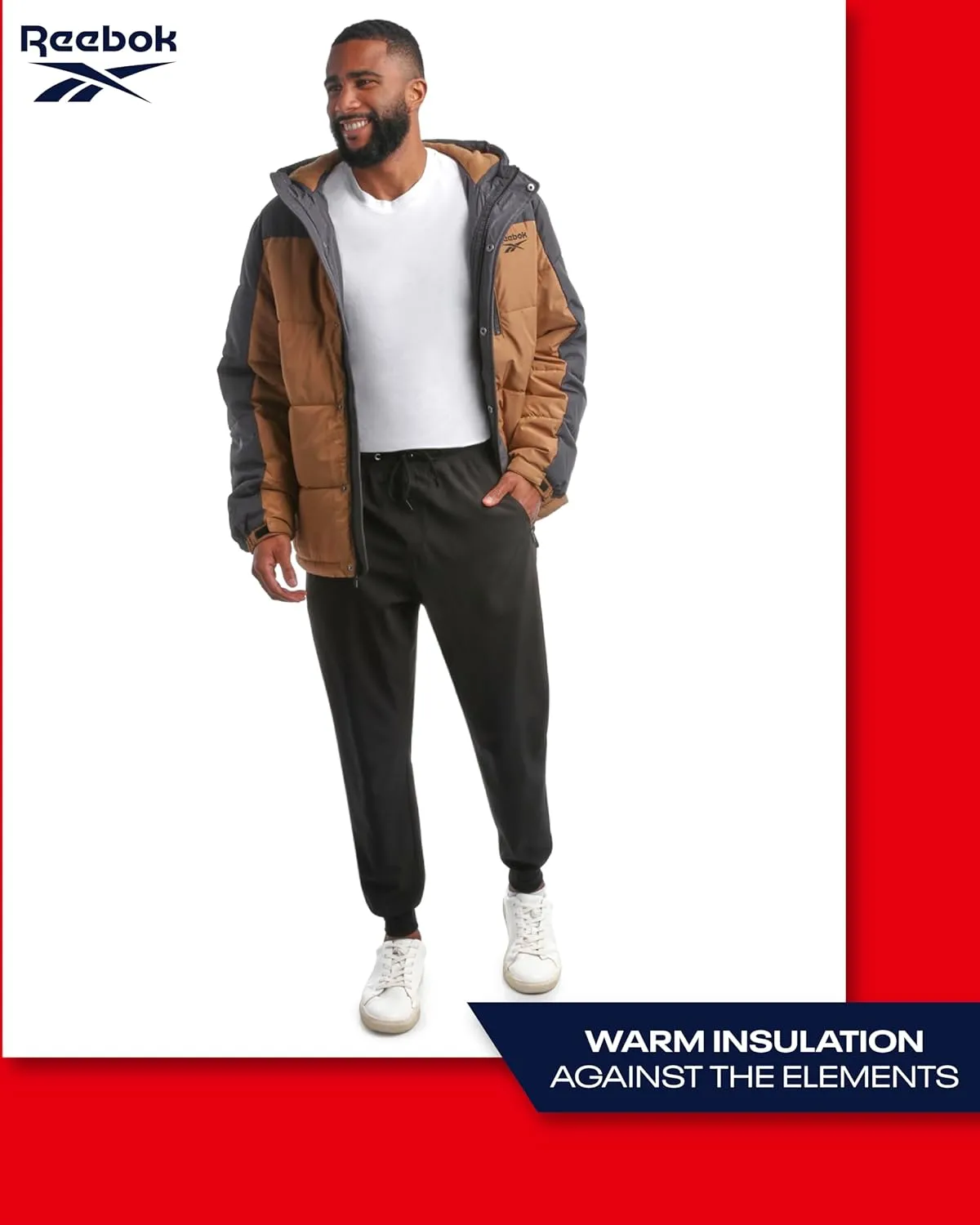 Reebok Men's Winter Jacket - Heavyweight Quilted Puffer Parka Coat - Weather Resistant Ski Jacket for Men (M-XXL)