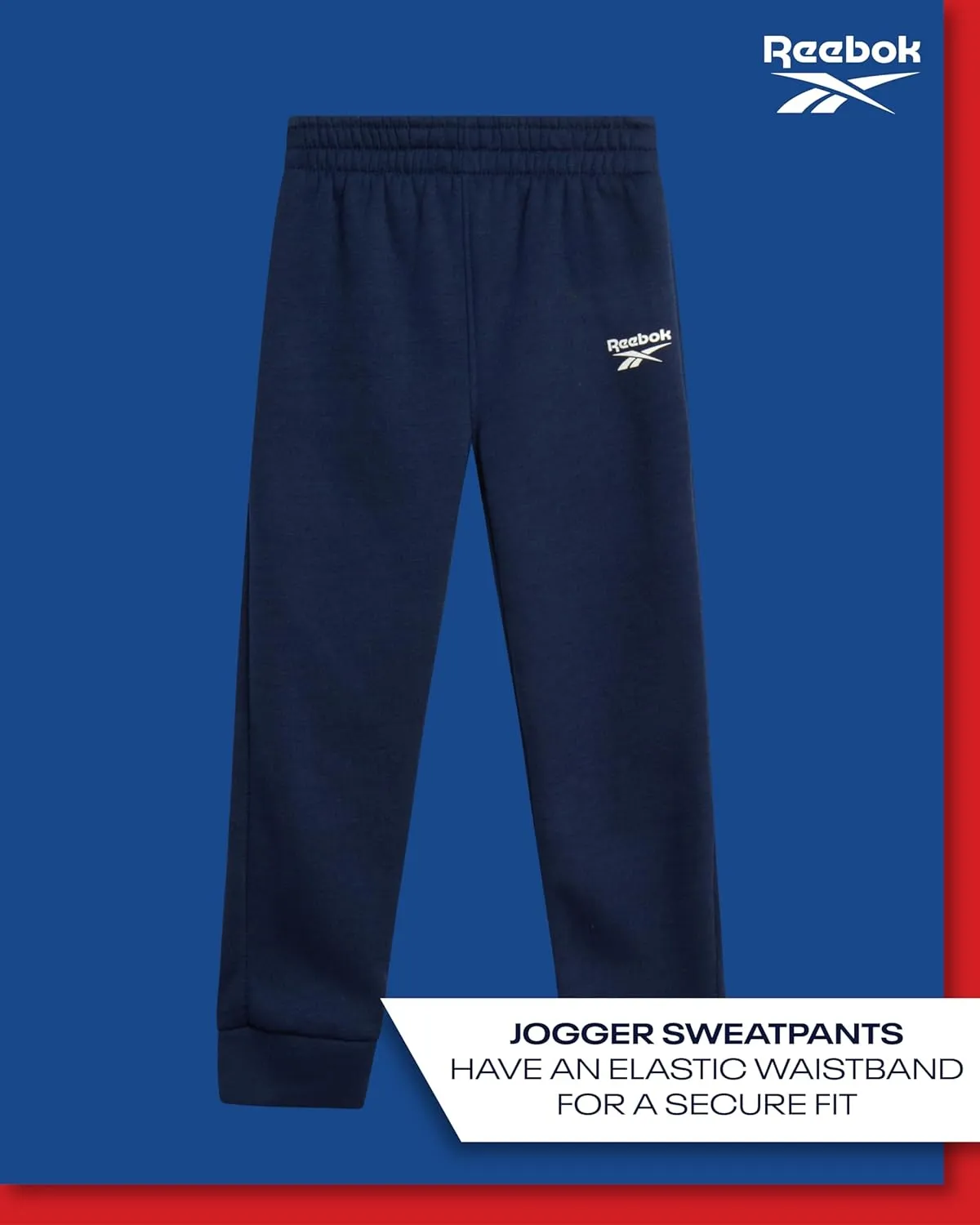 Reebok Toddler Boys' Sweatsuit Set - 2 Piece Active Fleece Hoodie Sweatshirt and Jogger Sweatpants Set for Boys (Sizes: 2T-7)