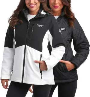 Reebok Womens Winter Coat  Waterproof Windbreaker Jacket with Removable Puffer Coat  System Jacket for Women (S-XL)