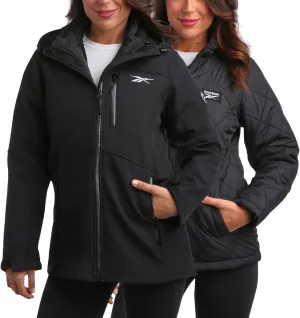 Reebok Womens Winter Coat  Waterproof Windbreaker Jacket with Removable Puffer Coat  System Jacket for Women (S-XL)