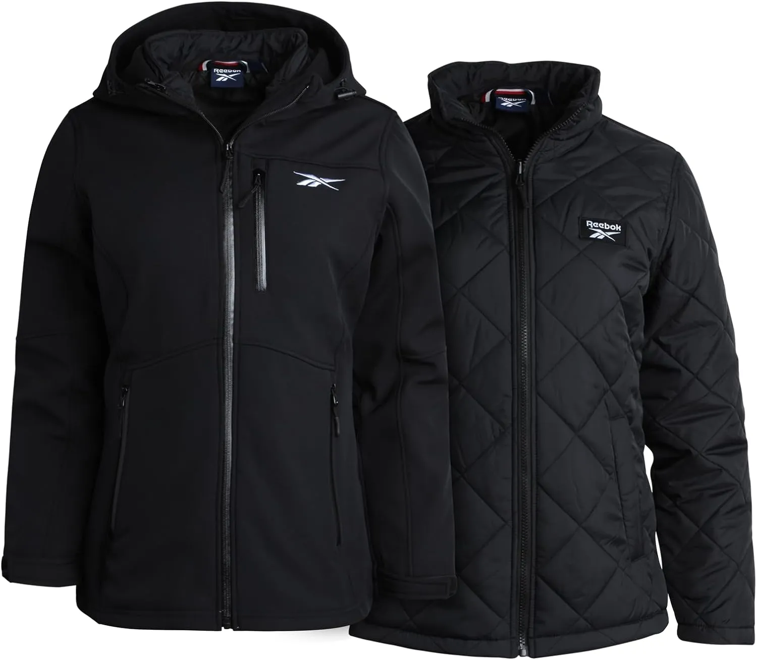 Reebok Womens Winter Coat  Waterproof Windbreaker Jacket with Removable Puffer Coat  System Jacket for Women (S-XL)