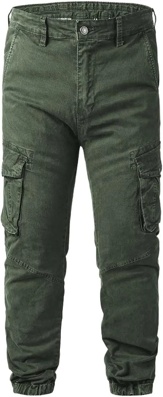 Regular Fit Stretchy Cargo Pants for Men Casual Sports Work Jogger Pants with Multi Pockets Outdoor Hiking Trousers