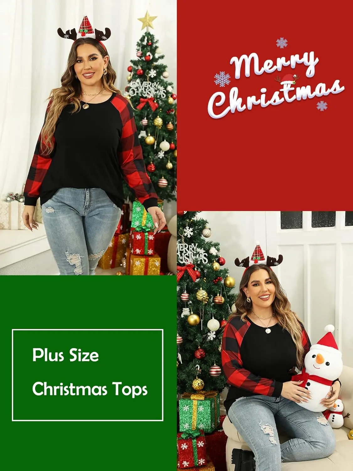 ROSRISS Womens Plus Size Long Sleeve Tunic Crewneck Colorblock Striped Tee Shirt