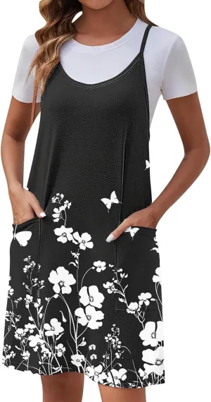 Ruziyoog Women's Summer Sleeveless Tank Dress 2025 Floral Print Spaghetti Straps Sun Dress Casual Short Mini Beach Dresses