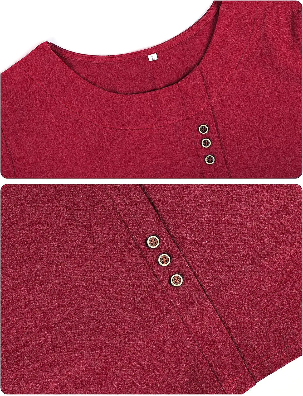 SCUSTY Oversized Crew Neck Linen Tops for Women Short Sleeve Cotton Blend Tee Shirts