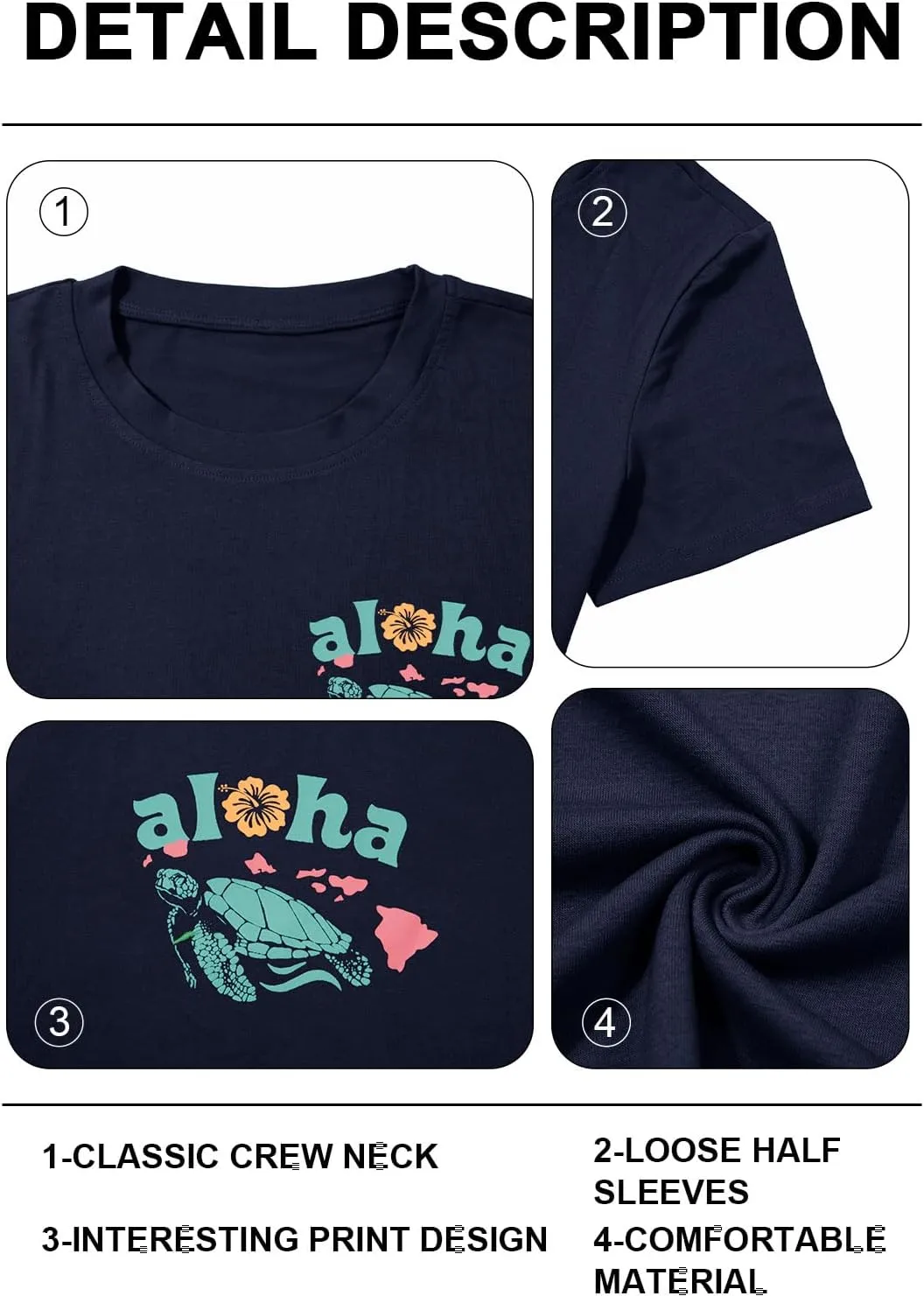 Sea Turtle Shirt Print Women: Hawaii Flower Tshirt Aloha Graphic Tees Casual Summer Beach Vacation Tops