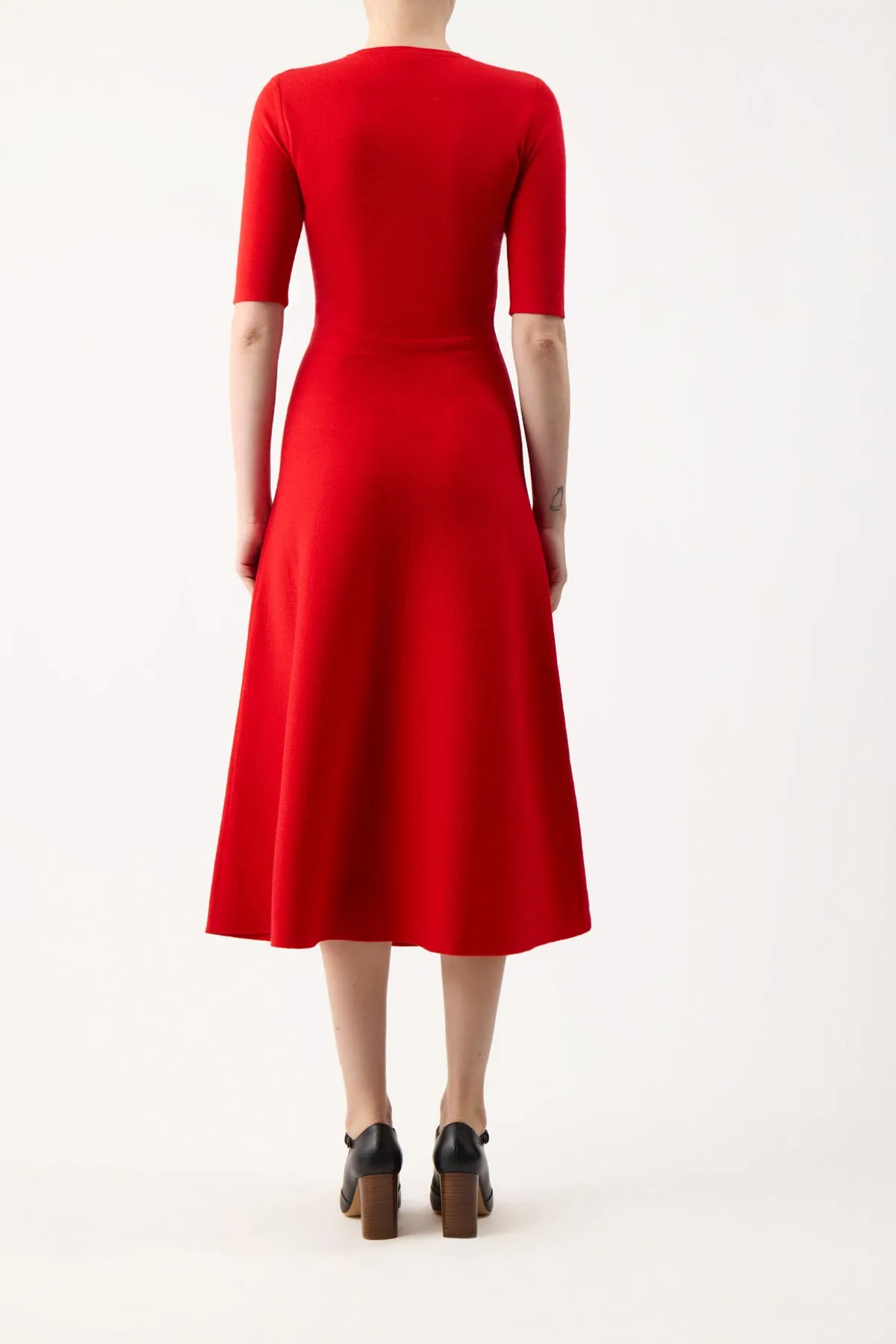 Seymore Knit Midi Dress in Red Topaz Merino Wool Cashmere
