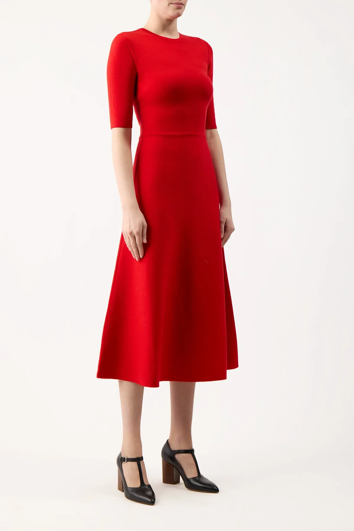 Seymore Knit Midi Dress in Red Topaz Merino Wool Cashmere