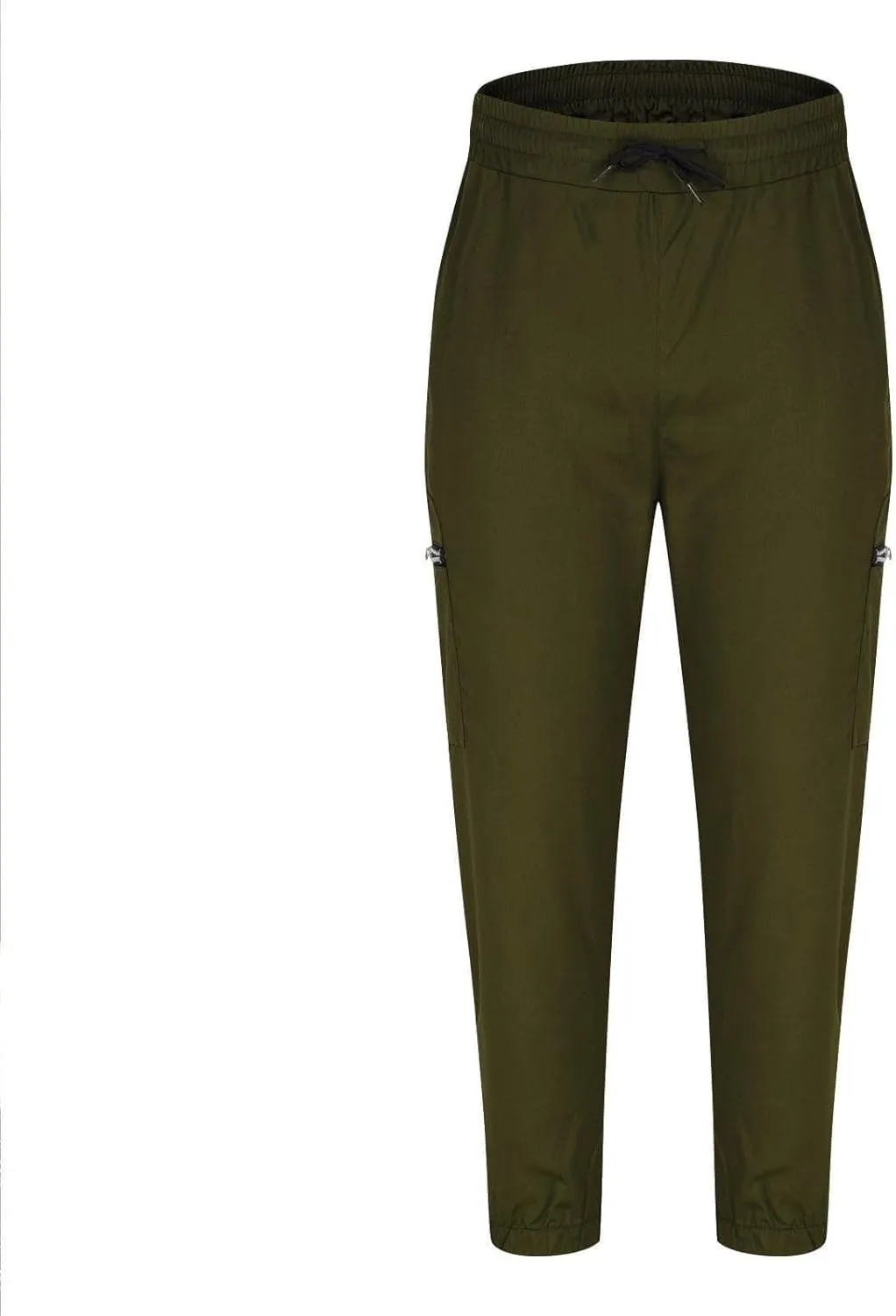 Sinzelimin Men Cargo Pants Fashion Drawstring Zipper Pockets Workwear Fishing Trouser Stretch Slim Fit Full Length Sweatpant