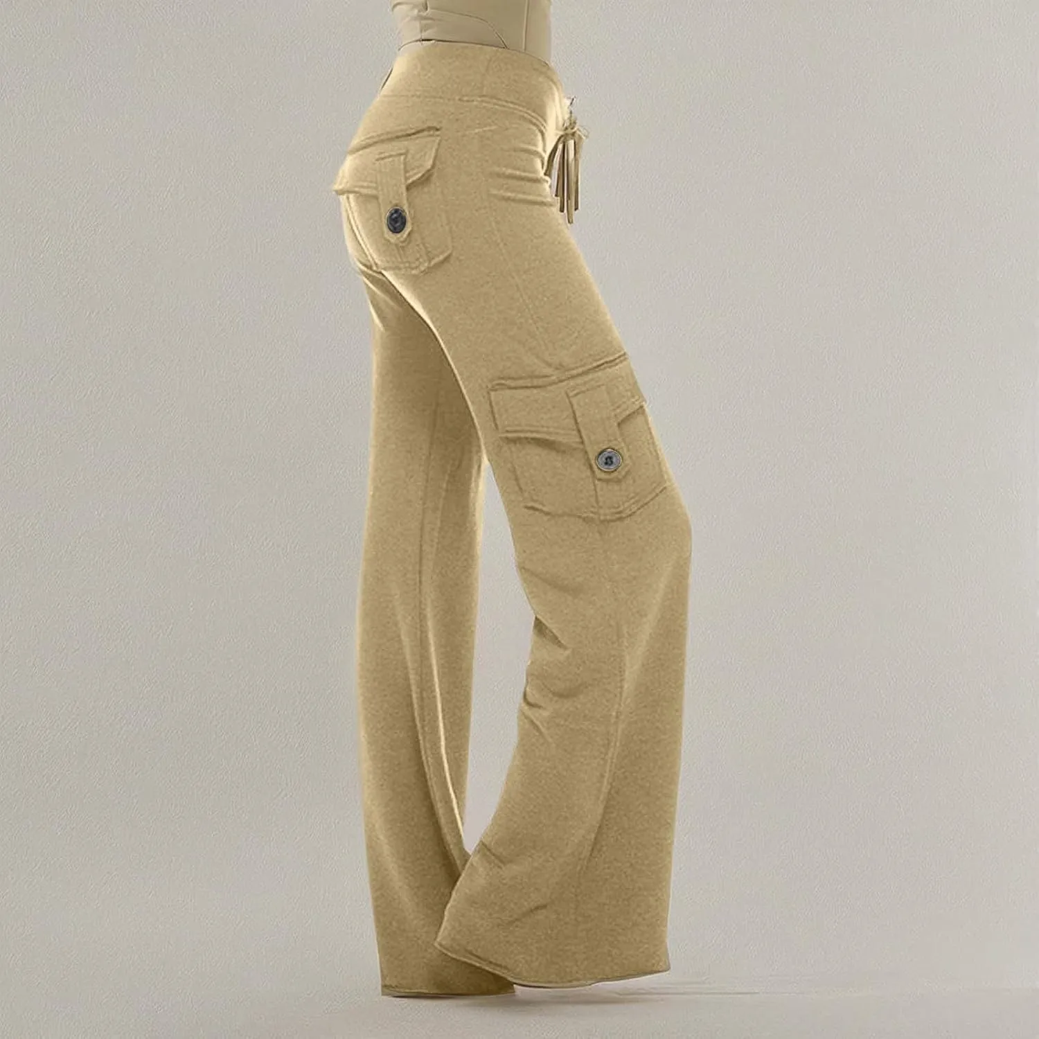 SMIDOW Plus Size Yoga Cargo Pants for Women with Pockets Loose Comfy Stretchy Wide Leg Bootcut Athletic Workout Leggings