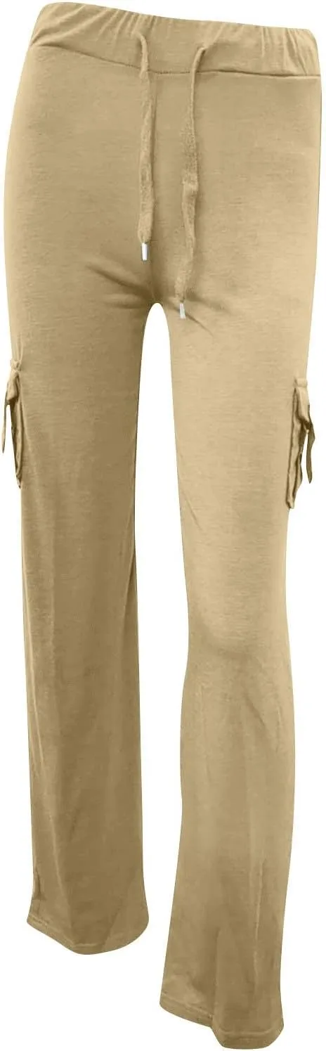 SMIDOW Plus Size Yoga Cargo Pants for Women with Pockets Loose Comfy Stretchy Wide Leg Bootcut Athletic Workout Leggings