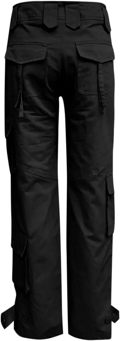 SMIDOW Womens Hiking Cargo Pants Casual Military Army Work Pants High Waist Wide Leg Hippie Punk Trousers