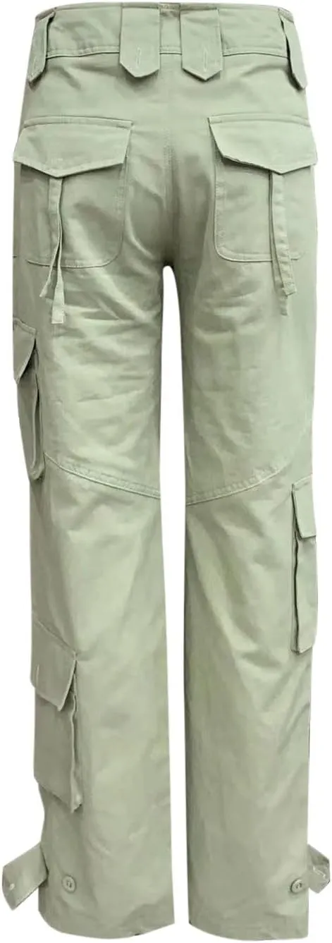 SMIDOW Womens Hiking Cargo Pants Casual Military Army Work Pants High Waist Wide Leg Hippie Punk Trousers