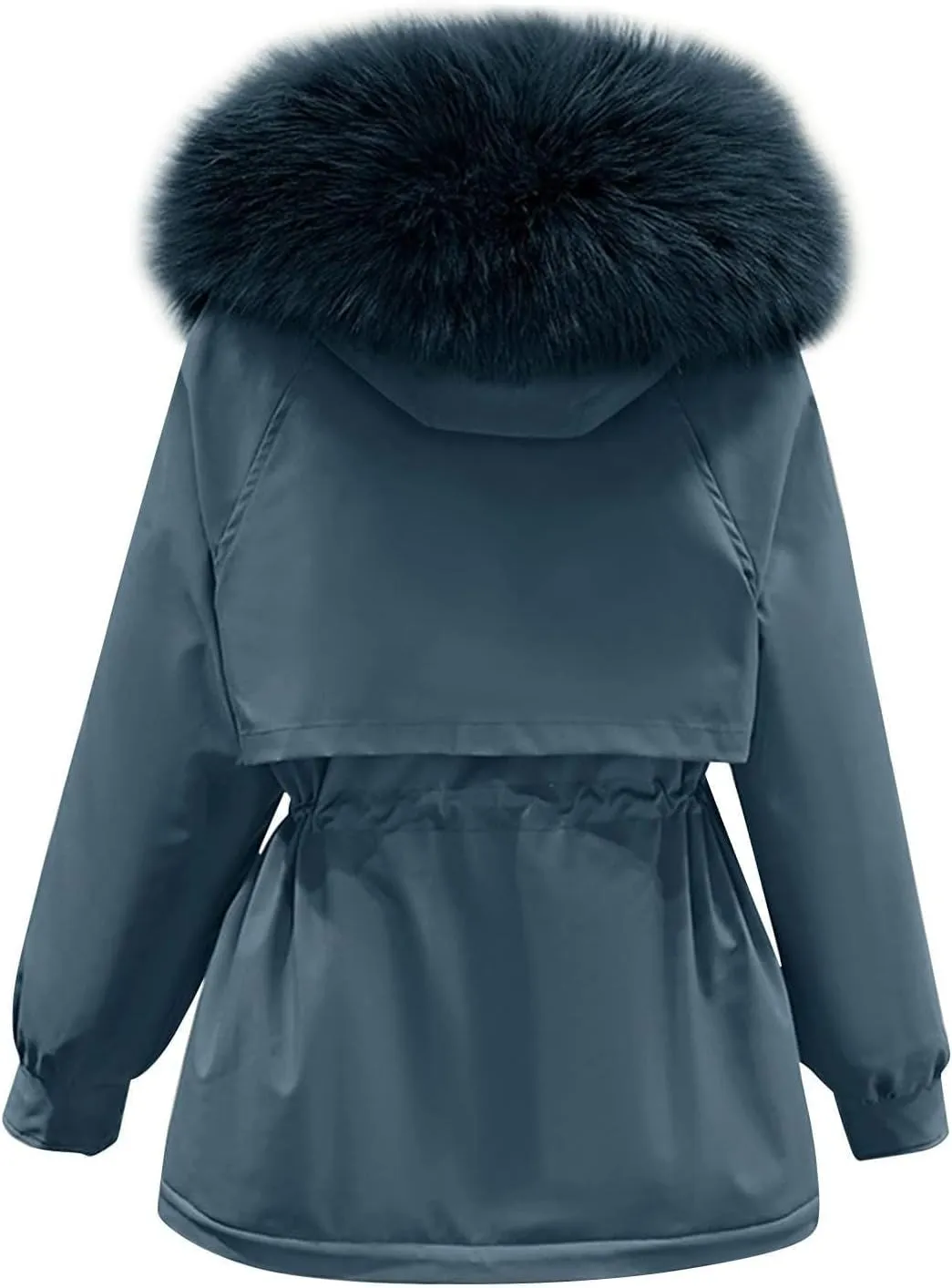 Smoneyful Womens Down Jacket with Hood Thicked Puffer Jacket Packable Cotton-Padded Jacket Winter Loose Parka Jacket Coat
