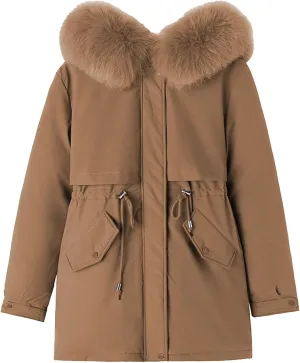 Smoneyful Womens Puffer Jacket with Hood Thicked Warm Down Jacket Packable Cotton-Padded Jacket Winter Parka Jacket Coat