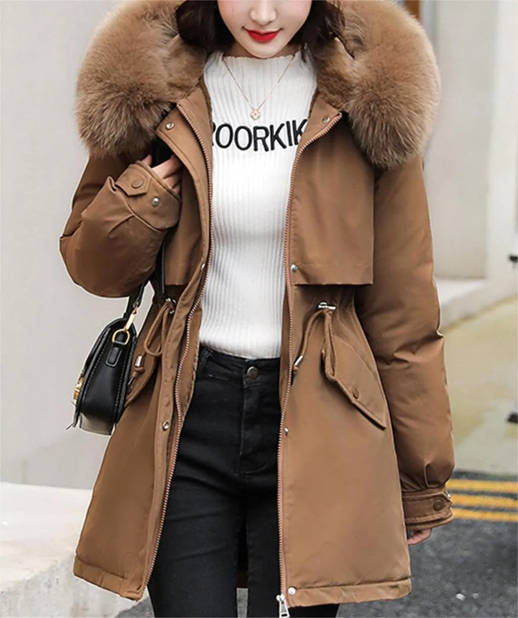 Smoneyful Womens Puffer Jacket with Hood Thicked Warm Down Jacket Packable Cotton-Padded Jacket Winter Parka Jacket Coat