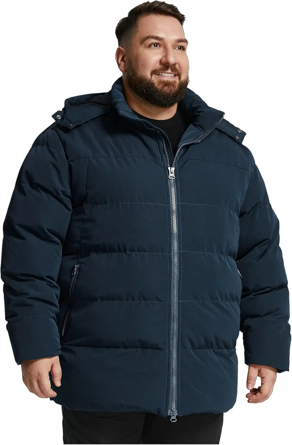 Soularge Men's Big and Tall Winter Puffer Jacket Warm Thicken Coat with Hood