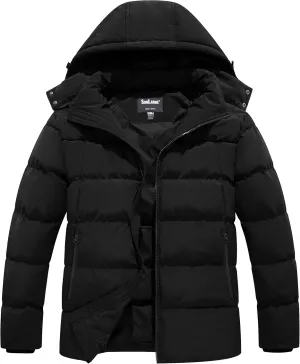 Soularge Men's Big and Tall Winter Puffer Jacket Warm Thicken Coat with Hood