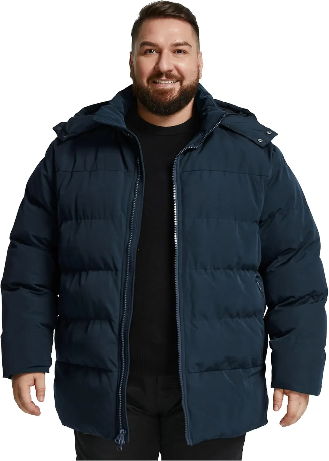Soularge Men's Big and Tall Winter Puffer Jacket Warm Thicken Coat with Hood