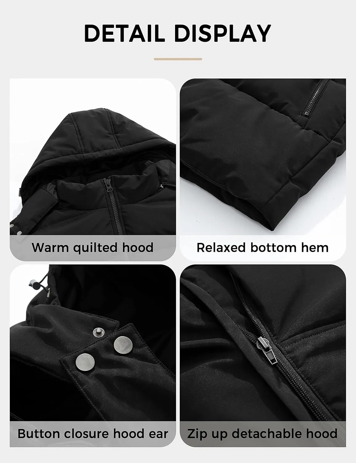 Soularge Men's Big and Tall Winter Puffer Jacket Warm Thicken Coat with Hood