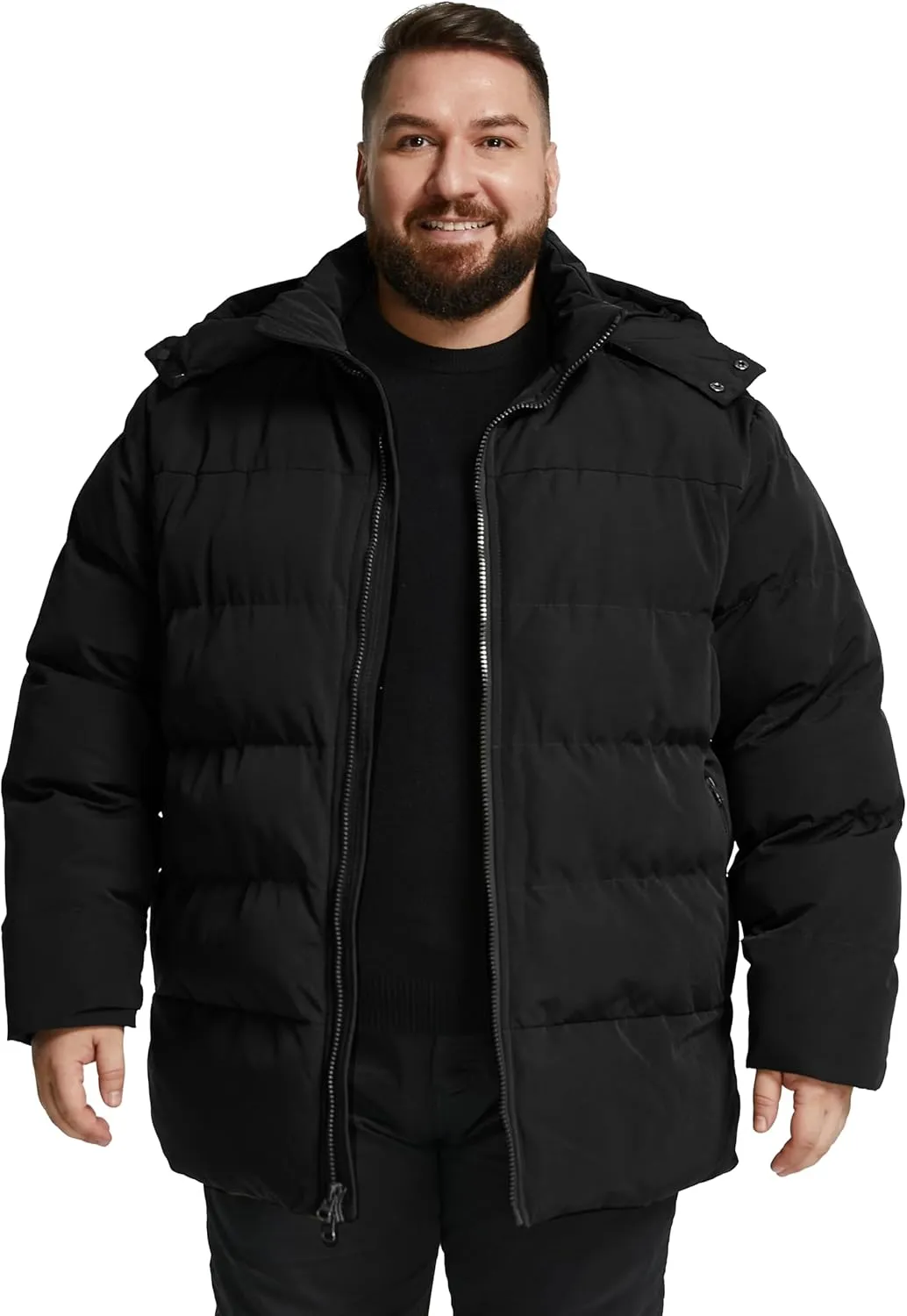 Soularge Men's Big and Tall Winter Puffer Jacket Warm Thicken Coat with Hood