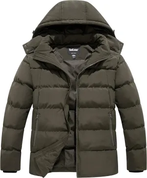 Soularge Men's Big and Tall Winter Puffer Jacket Warm Thicken Coat with Hood