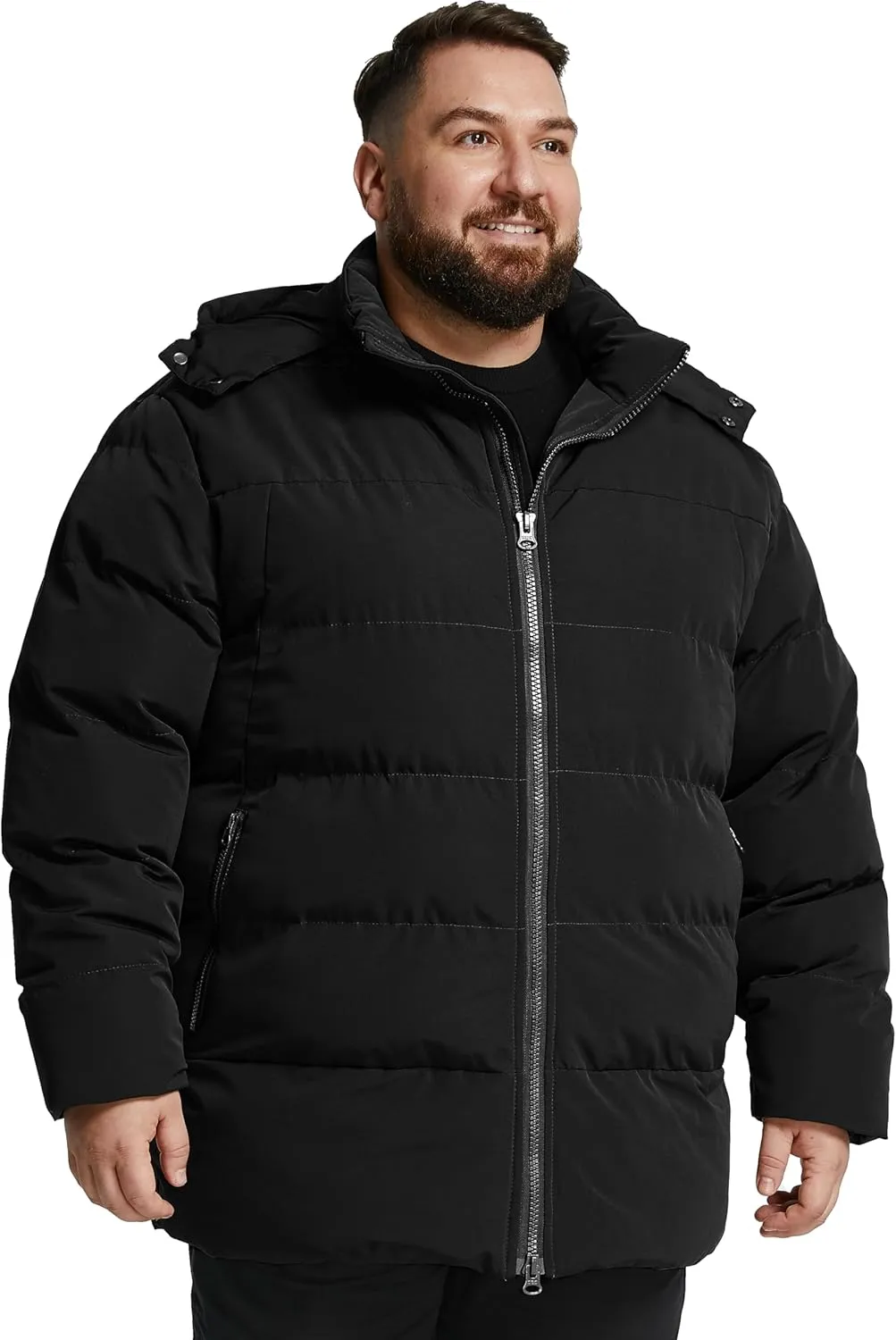 Soularge Men's Big and Tall Winter Puffer Jacket Warm Thicken Coat with Hood